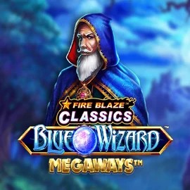 Official Slots logo: Fire Blaze Blue Wizard Megaways by Rarestone Gaming at Mino Casino